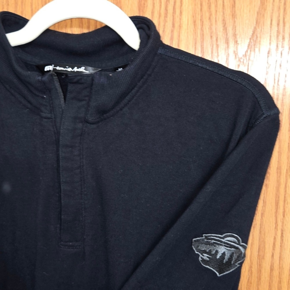 TravisMathew Mens Black Quarter Zip Pullover Minnesota Wild Logo Size M